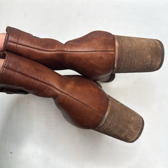 Frye Addie Double Zip Brown Leather Ankle Boots S-242 Sz 11 - Picture 7 of 11